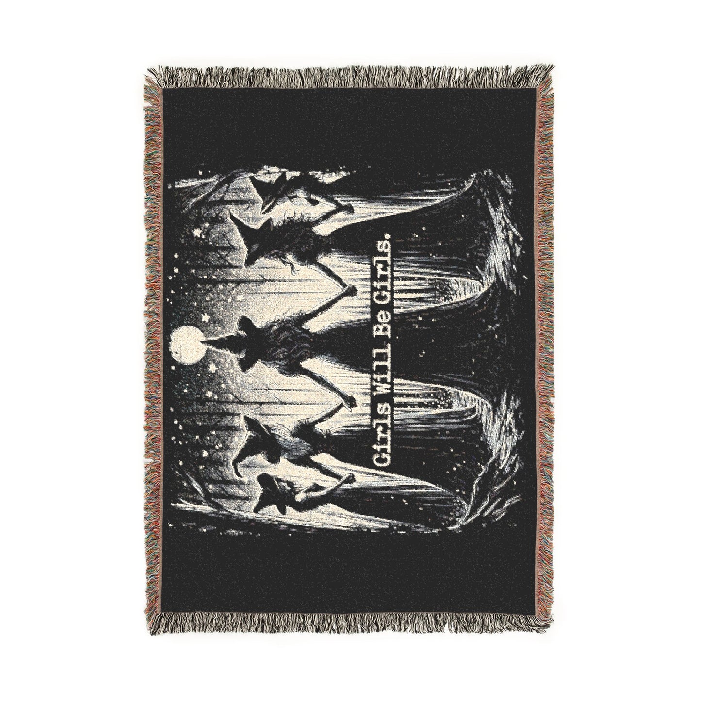 Girls Will Be Girls Woven Blanket — Moonlit Gothic Throw for Cozy, Witchy Décor