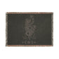 Woven Blanket — Celestial Snake Tapestry Throw (Moon Phase, Botanical Motif)