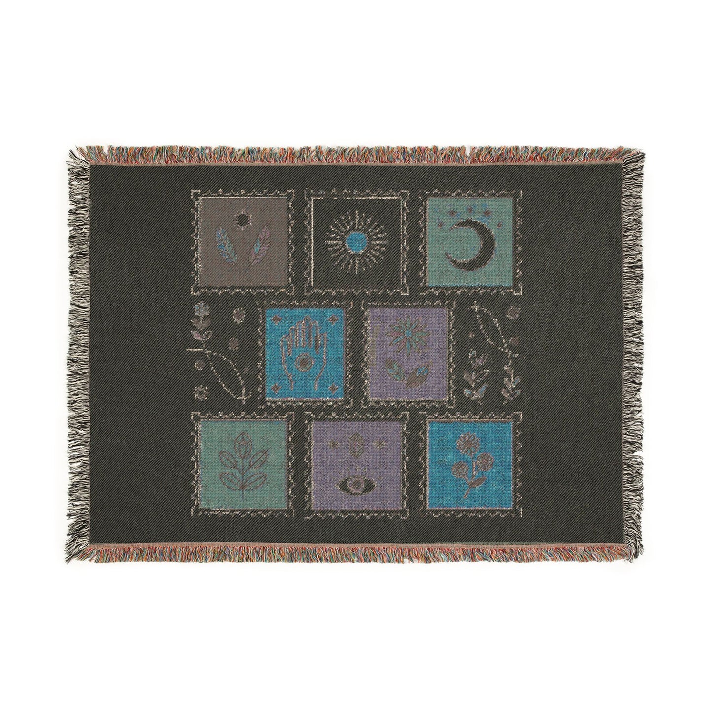 Boho Tarot Patch Woven Throw Blanket