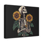 Skeleton with Sunflowers Canvas Wall Art — Gothic Floral Home Decor