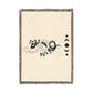Woven Blanket — Celestial Snake Tapestry Throw (Moon Phase, Botanical Motif)