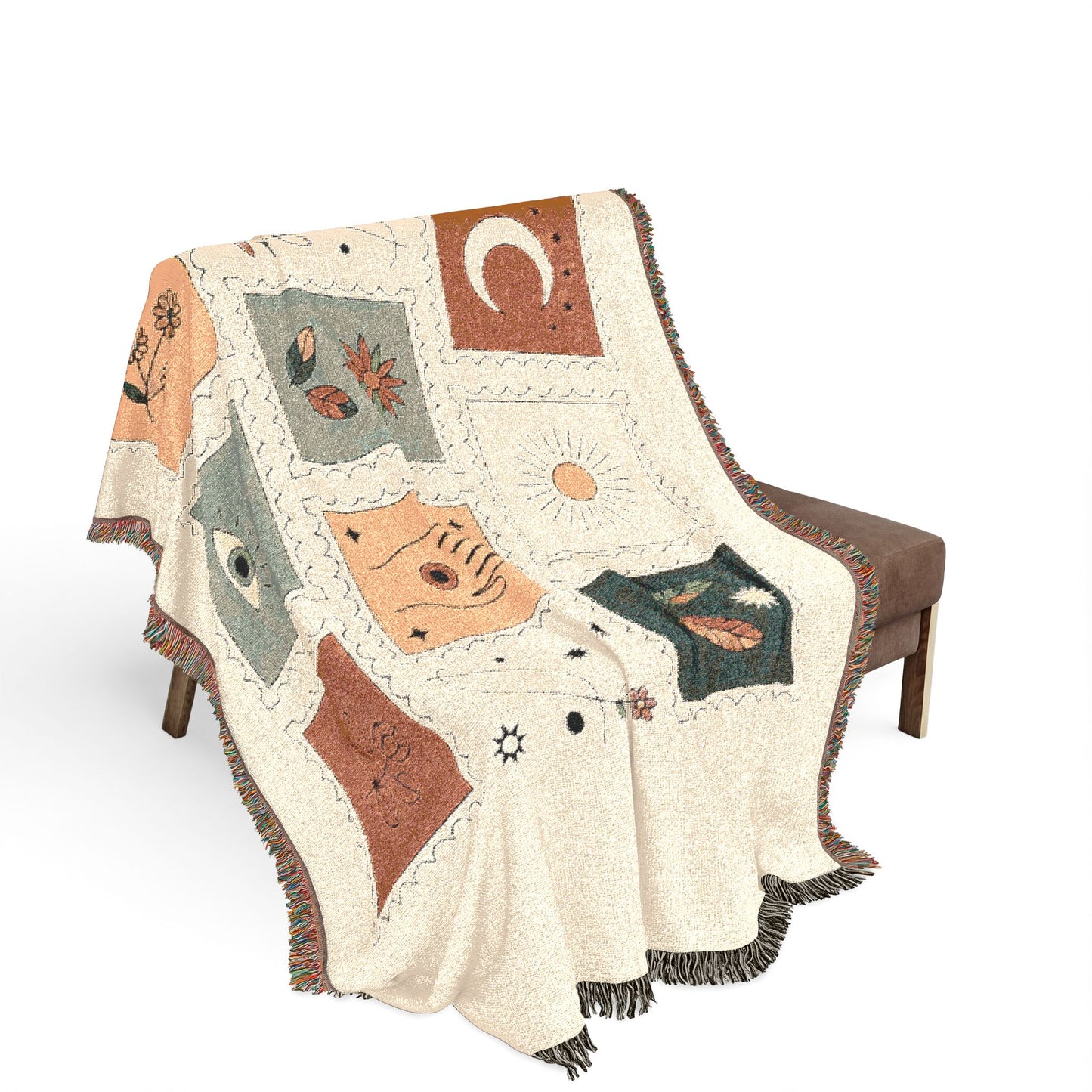 Boho Tarot Patch Woven Throw Blanket