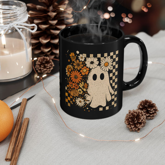 Flower Ghost Black Mug