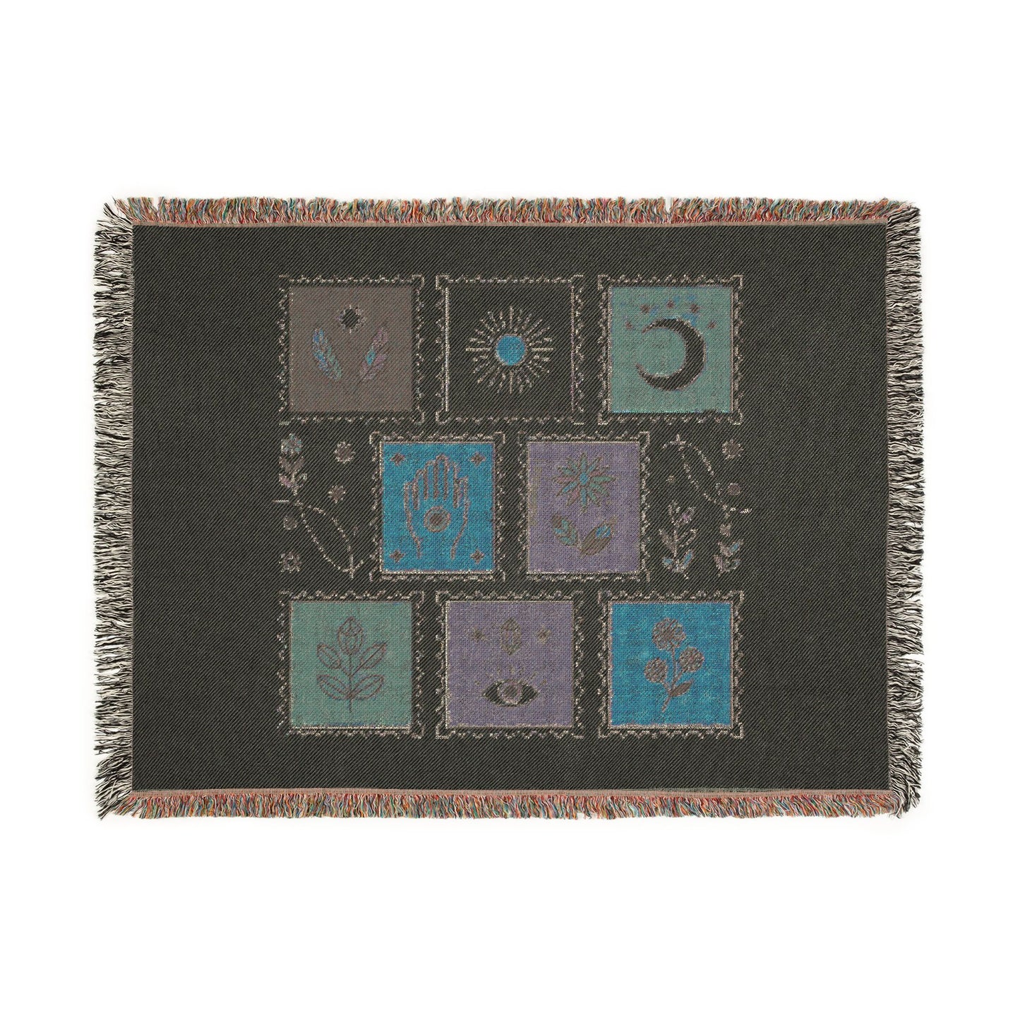 Boho Tarot Patch Woven Throw Blanket