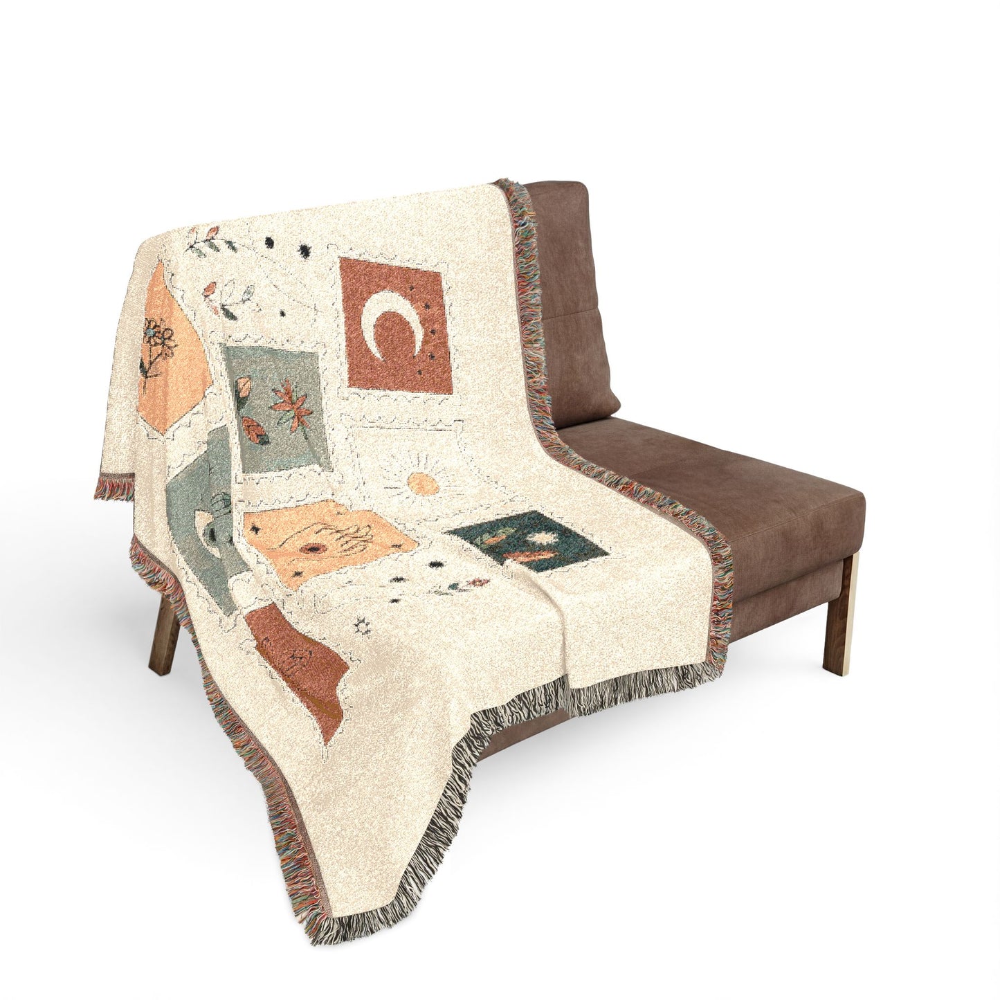 Boho Tarot Patch Woven Throw Blanket