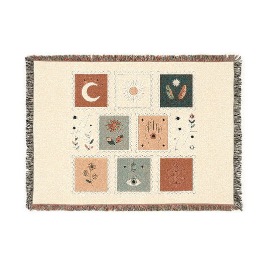 Boho Tarot Patch Woven Throw Blanket