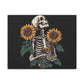 Skeleton with Sunflowers Canvas Wall Art — Gothic Floral Home Decor