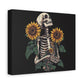 Skeleton with Sunflowers Canvas Wall Art — Gothic Floral Home Decor