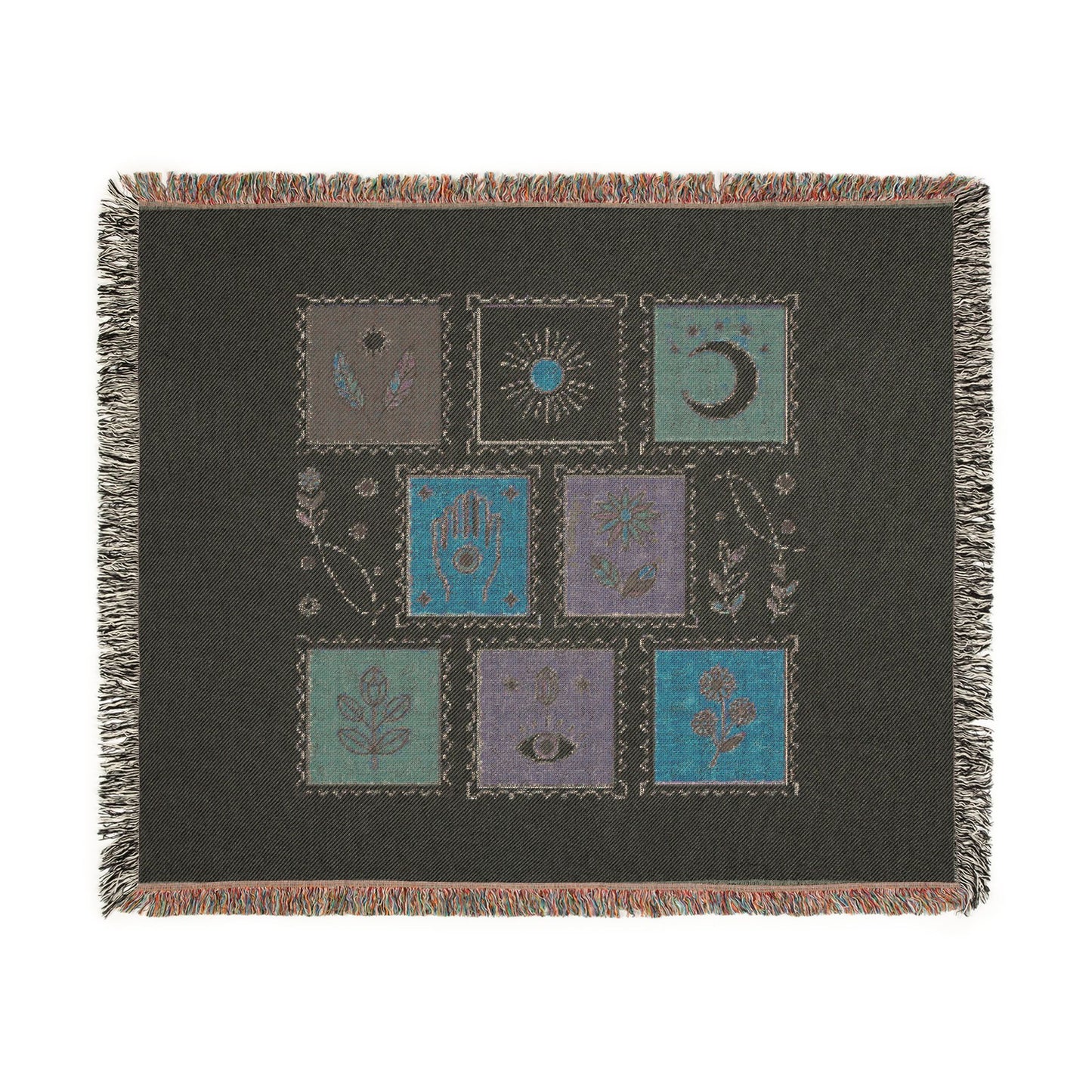 Boho Tarot Patch Woven Throw Blanket